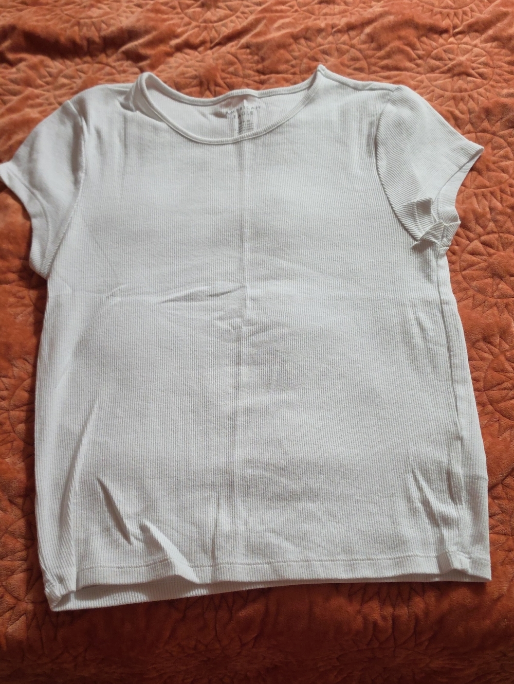 American Eagle Outfitters White Ribbed Short Sleeve Tee